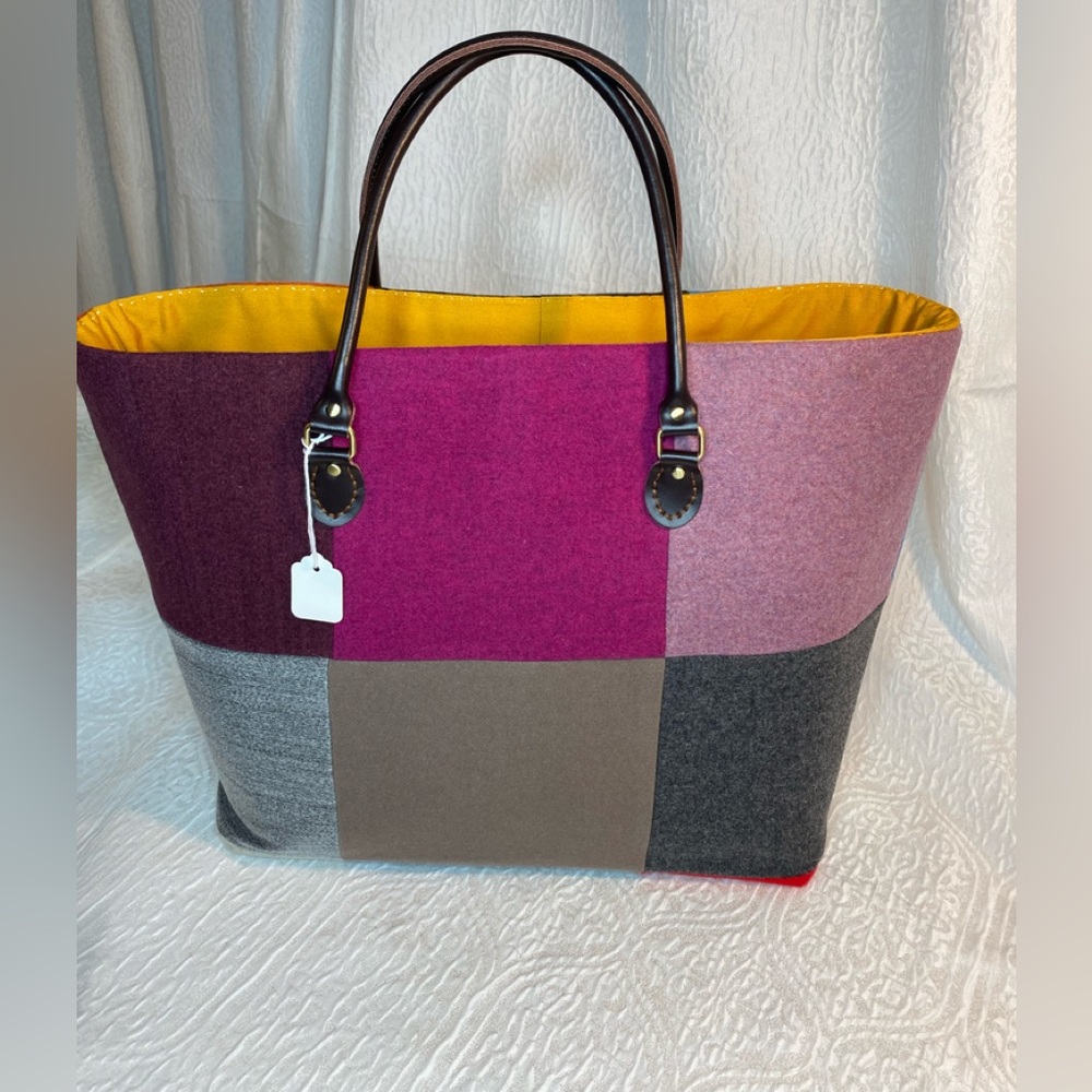Handmade Color Block Cashmere Tote